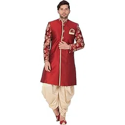 vastramay Men Silk Blend Casual Style Sherwani Set-picture-42