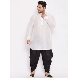 VASTRAMAY Men White & Black Kurta with Dhoti Pants-picture-25