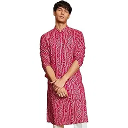 vastramay Men's Cotton Bandhani Printed Kurta – Stylish Ethnic Wear for Festive & Occasions-picture-34