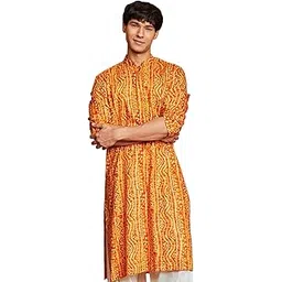 vastramay Men's Cotton Bandhani Printed Kurta – Stylish Ethnic Wear for Festive & Occasions-picture-46