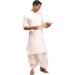 vastramay Men's Cotton Blend Solid Kurta And Dhoti Set || Elegance for Holi & Eid Celebration-picture-42