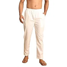 vastramay Men's Cotton Pant Style Cream Pyjama-picture-12
