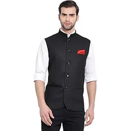 vastramay Men's Cotton Silk Nehru Jacket – with Mandarin Collar, Perfect For Ethnic Occasions, Weddings & Celebrations-picture-11