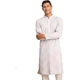 vastramay Men's Georgette Kurta Pyjama Set | Mirror Work Maroon Georgette Kurta for Men. | Timeless Elegance for Festivals & Events | Classic Design, Premium Comfort, and Versatile Style-picture-14