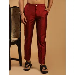Vastramay Men's Maroon Viscose Pant Style Pyjama Men Pyjama-image-3