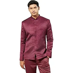 vastramay Men's Silk Blend Jodhpuri - Slim-Fit Jodhpuri Jacket for Men - Mandarin Collar, Metal Buttons, Curved Hem & Welt Pocket, Elegance for Festivals & Events-picture-12