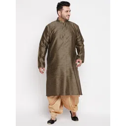 VASTRAMAY Plus Size Men Black Floral Kurta with Dhoti Pants-picture-28