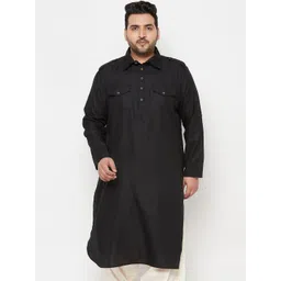 VASTRAMAY Plus Size Men Black Pathani Kurta-picture-24