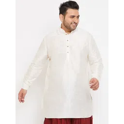 VASTRAMAY Plus Size Men Cream-Coloured Solid Straight Kurta-picture-20