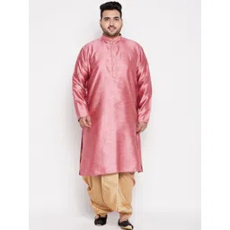 VASTRAMAY Plus Size Men Pink Kurta with Dhoti Pants-picture-30