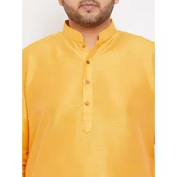 VASTRAMAY Plus Size Men Yellow Kurta with Churidar image 2