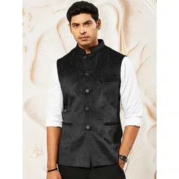 VASTRAMAY Polka Dot Printed Nehru Jacket-picture-24