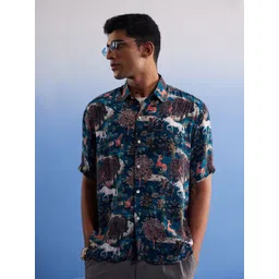 VASTRAMAY Premium Conversational Printed Spread Collar Cotton Casual Shirt-picture-16