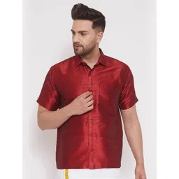 VASTRAMAY Premium Opaque Silk Ethnic Shirt image 1