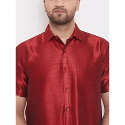 VASTRAMAY Premium Opaque Silk Ethnic Shirt image 3