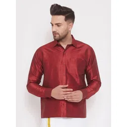 VASTRAMAY Premium Spread Collar Silk Shirt-picture-34
