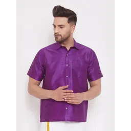VASTRAMAY Premium Spread Collar Silk Shirt-picture-33