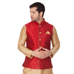 vastramay Printed Nehru Jacket with Welt Pockets-picture-31
