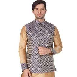 vastramay Printed Nehru Jacket with Welt Pockets-picture-18