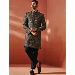 VASTRAMAY Self-Design Sherwani Set-picture-31