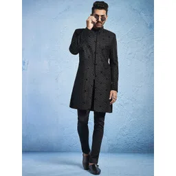 VASTRAMAY Sequin Embroidered Slim-Fit Sherwani Set-picture-33