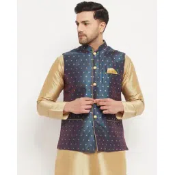 vastramay Sleeveless Nehru Jacket with Band Collar-picture-24