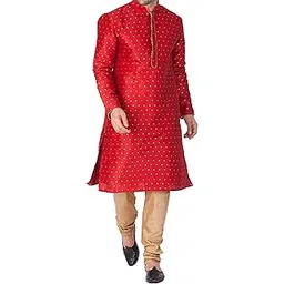 vastramay VM Mens Silk Blend Egyptian Kurta Pyjama Set - Classic Ethnic Attire for Timeless Style and Cultural Celebrations | Jacquard Woven Zari work with shimmer piping full sleeves Kurta-picture-34
