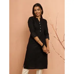 VASTRAMAY Women Solid Festive Cotton Straight Kurta-picture-24