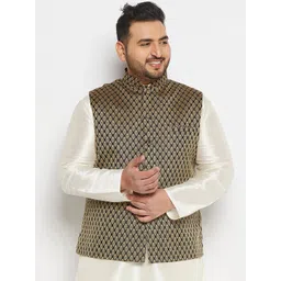 VASTRAMAY Woven Design Mandarin Collar Nehru Jackets-picture-30