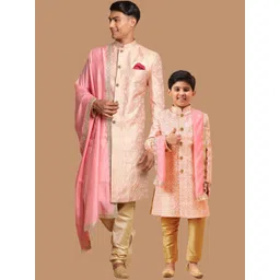VASTRAMAY Woven-Design Sherwani Set-picture-22