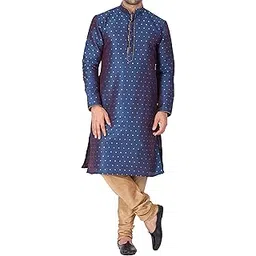 VM Mens Silk Blend Egyptian Kurta Pyjama Set - Classic Ethnic Attire for Timeless Style and Cultural Celebrations | Jacquard Woven Zari work with shimmer piping full sleeves Kurta-image-33