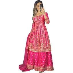 vatagamfab Women's Georgette Ethnic Wear for Women Stitched Sharara Salwar Suit SF201-ver-3 Diwali Outfit Bridal Light Green Colour Indian Casual Wear Salwar Suit IN Eid-picture-23