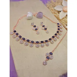 VATSALYA creation Alloy Gold- plated Blue Jewellery Set-picture-20