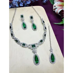 VATSALYA creation Alloy Gold- plated Green Jewellery Set-picture-17