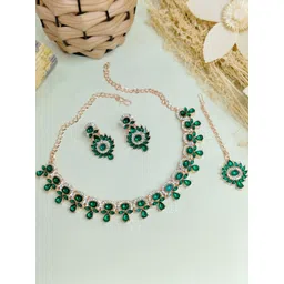 VATSALYA creation Alloy Gold- plated Green Jewellery Set-picture-30