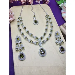 VATSALYA creation Alloy Gold- plated Green Jewellery Set-picture-34