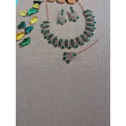 VATSALYA creation Alloy Gold- plated Green Jewellery Set-picture-11