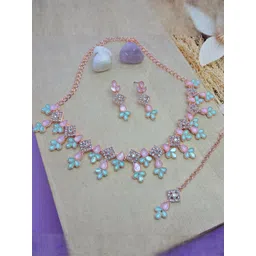 VATSALYA creation Alloy Gold- plated Pink Turquoise Jewellery Set-picture-11