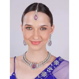 VATSALYA creation Alloy Gold- plated Purple Jewellery Set-picture-12