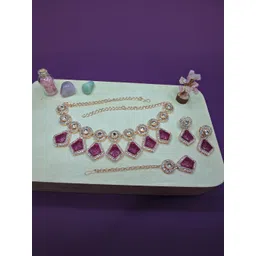 VATSALYA creation Alloy Gold- plated Purple Jewellery Set-picture-18