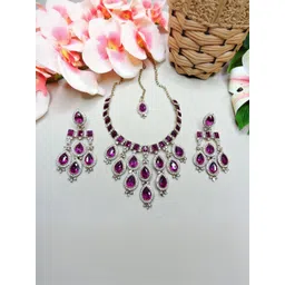 VATSALYA creation Alloy Gold- plated Purple Jewellery Set-picture-28