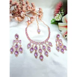 VATSALYA creation Alloy Gold- plated Purple Jewellery Set-picture-13