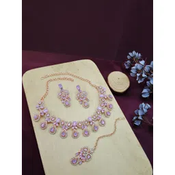 VATSALYA creation Alloy Gold- plated Purple Jewellery Set-picture-16