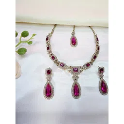VATSALYA creation Alloy Gold- plated Purple Jewellery Set-picture-31
