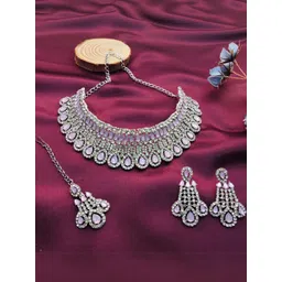 VATSALYA creation Alloy Gold- plated Purple Jewellery Set-picture-27