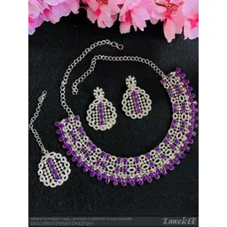 VATSALYA creation Alloy Gold- plated Purple Jewellery Set-picture-33