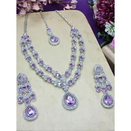 VATSALYA creation Alloy Gold- plated Purple Jewellery Set-picture-29