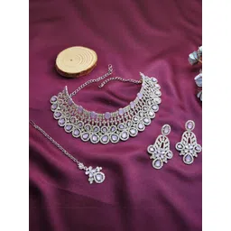 VATSALYA creation Alloy Gold- plated Purple Jewellery Set-picture-10