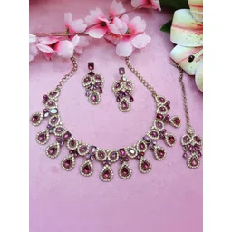 VATSALYA creation Alloy Gold- plated Purple Jewellery Set-picture-39