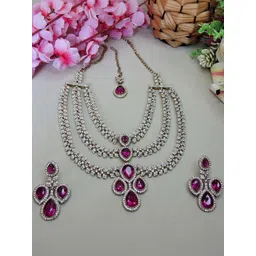 VATSALYA creation Alloy Gold- plated Purple Jewellery Set-picture-35